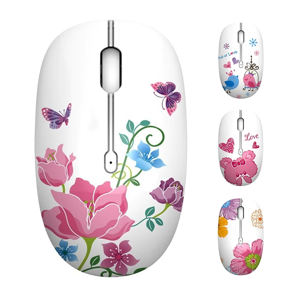 TENMOS Wireless Mouse Cute Silent Optical Computer Mice with USB Receiver with F0