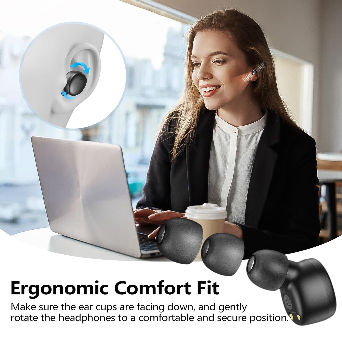 Wireless Earbuds Bluetooth 5.3   Lightweight In Ear Headphones, Premium Sound, B4