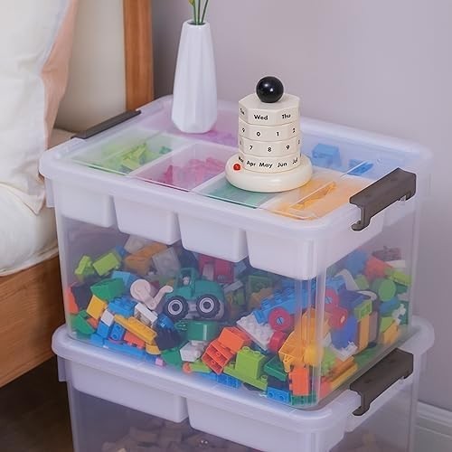 Clear Craft Organizers 32QT Storage Box Set   4 Packs with Tray for Easy Access7