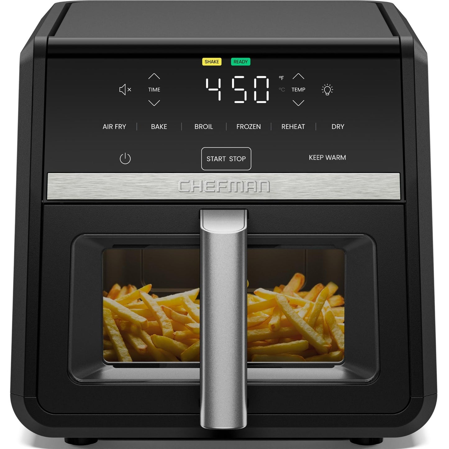 9 Qt Air Fryer   7 in 1 High Powered 450°F, XL Basket, Viewing Window, Crisp Res1
