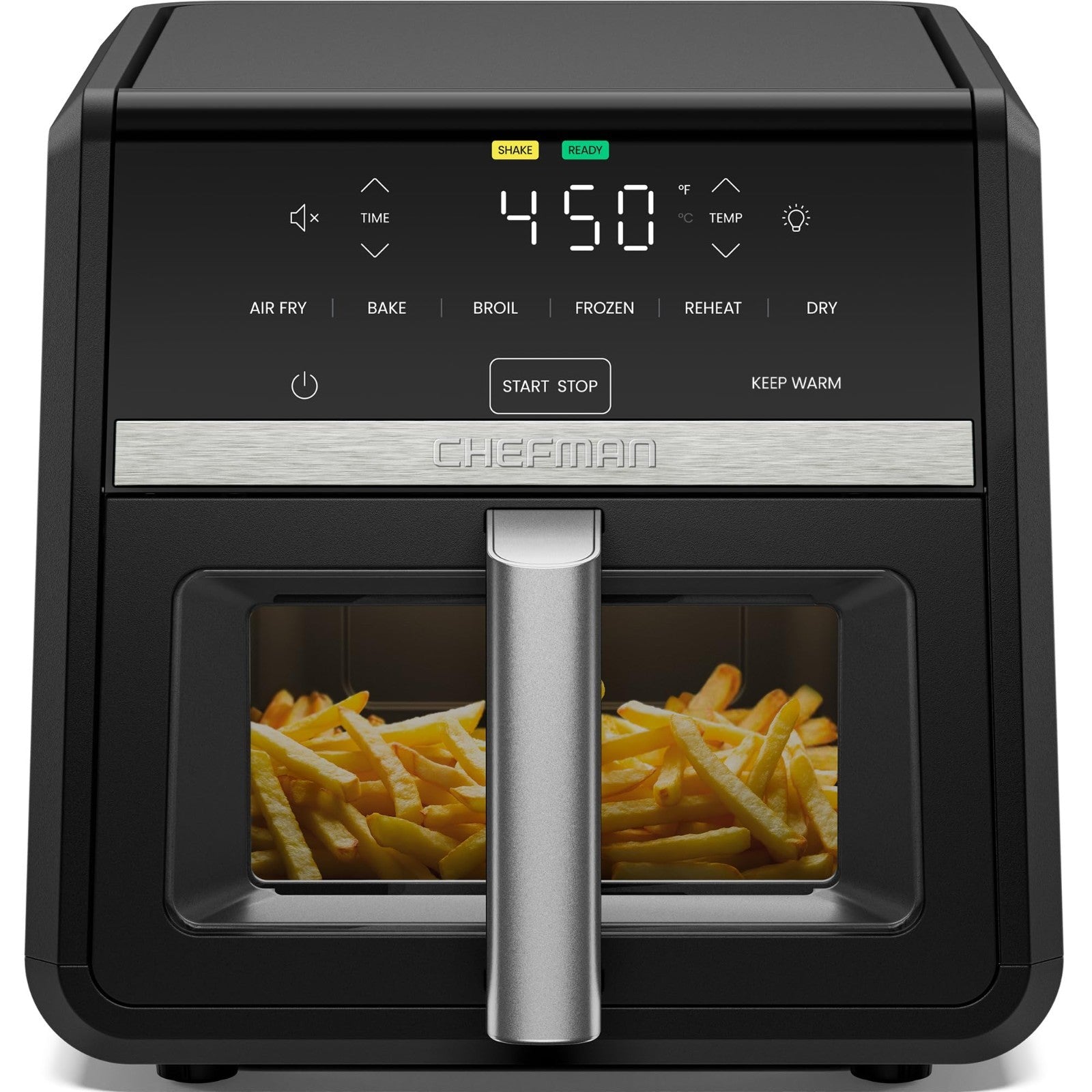 9 Qt Air Fryer   7 in 1 High Powered 450°F, XL Basket, Viewing Window, Crisp Res1