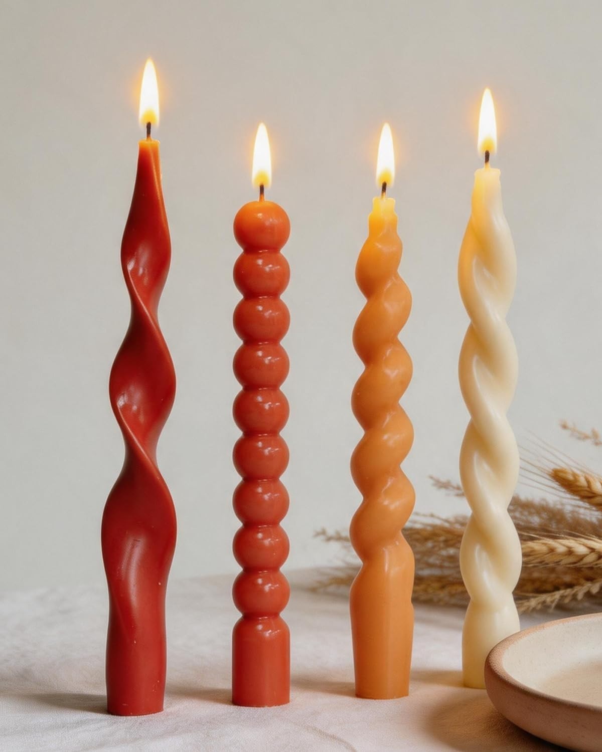 Orange Spiral Taper Candles - Unscented Twisted Candle Sticks for Dinner & Holid1