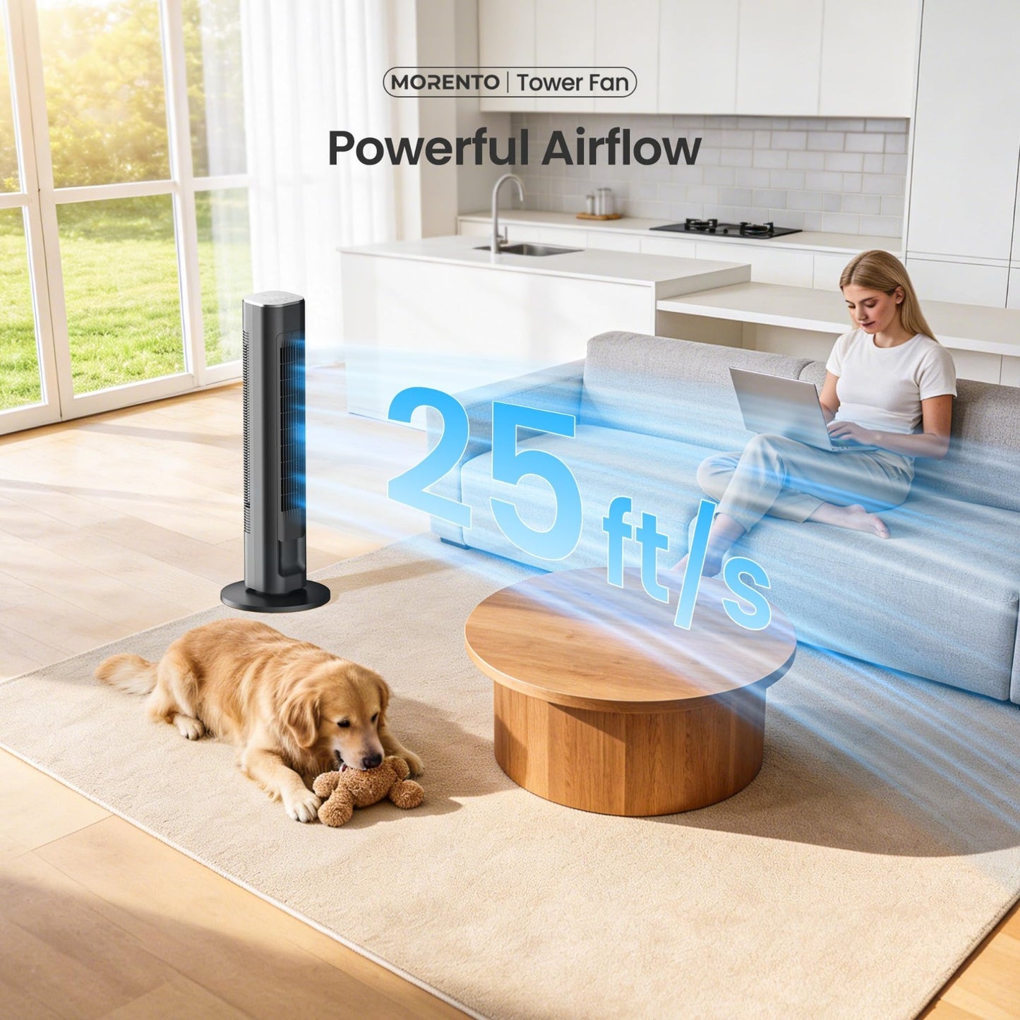 WiFi Smart Tower Fan 36"   Quiet 25dB, 4 Modes & Speeds, Remote, Oscillating, Ti3