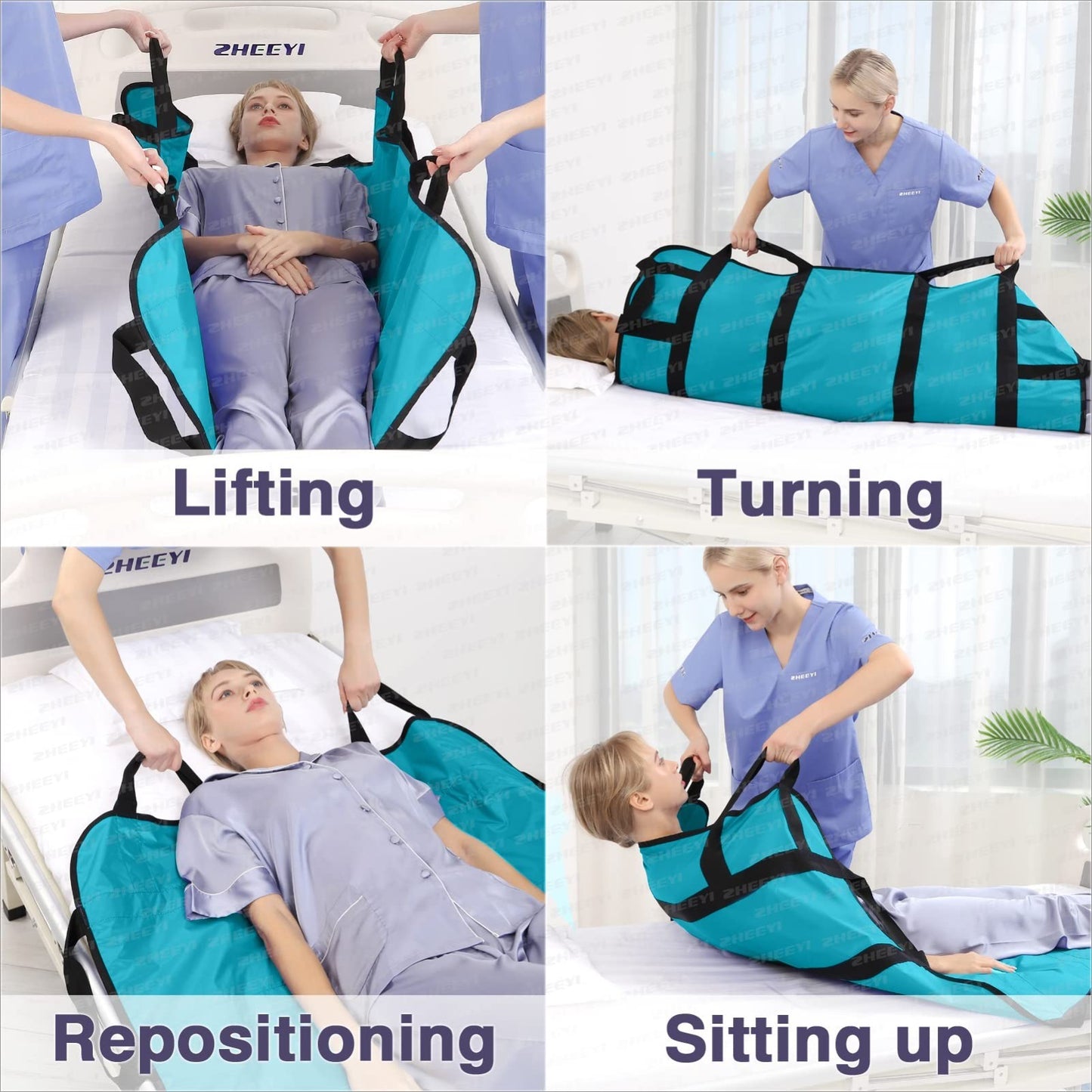 48"x40" Reusable Bed Pad with Handles   Washable Patient Sheet for Lifting & Rep2
