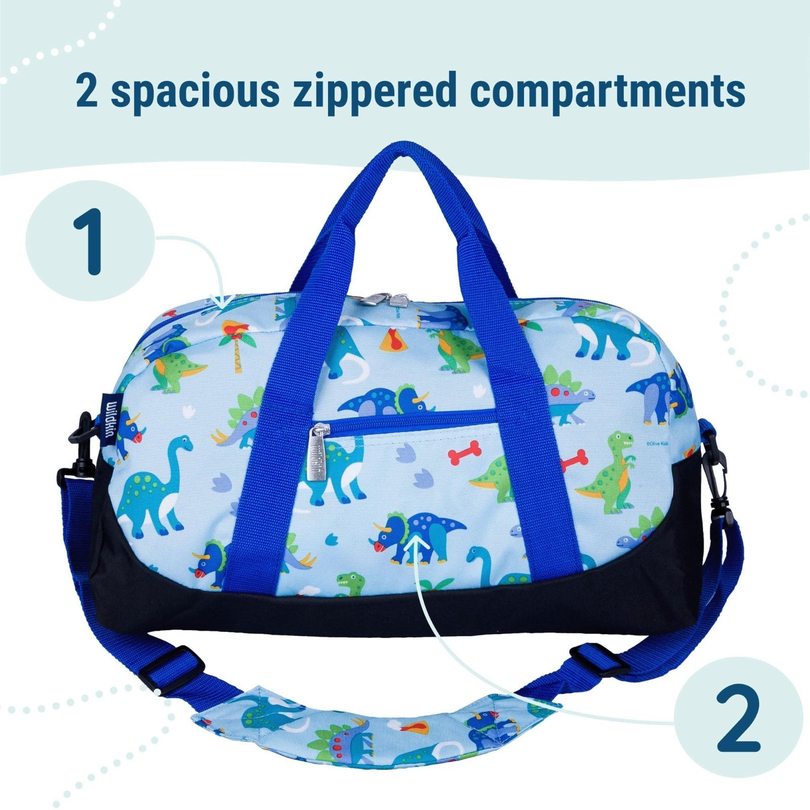 Kids Overnighter Duffel Bag - Carry-On Size for School & Sleepovers - Dinosaur D4