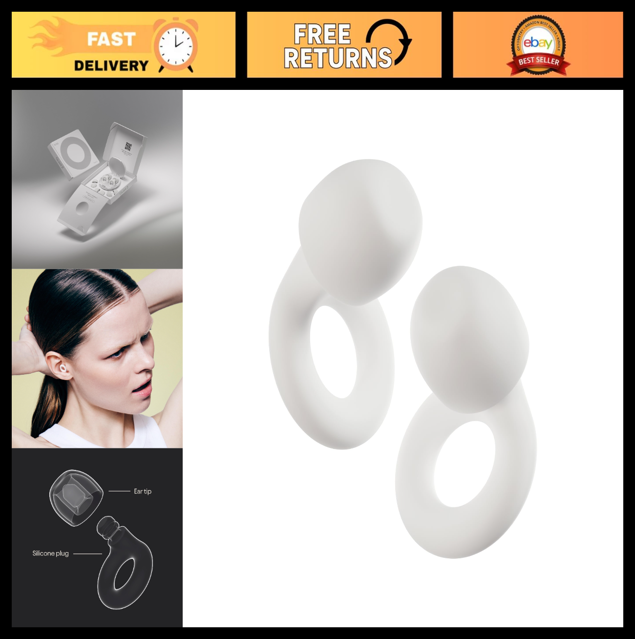 Ultra Comfy Reusable Ear Plugs for Sleep | 24dB Noise Reduction | Custom Fit, Wa0