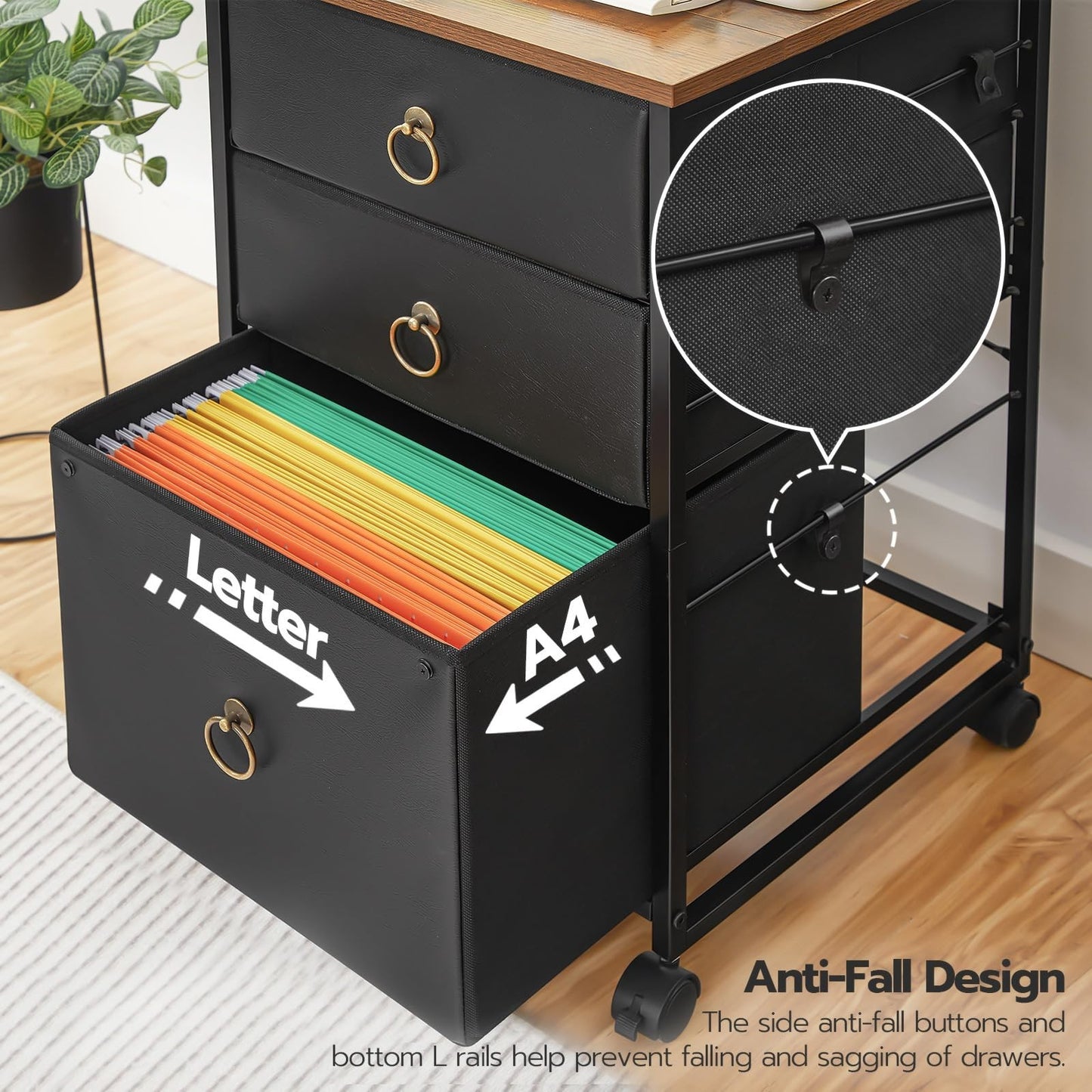 3 Drawer Mobile File Cabinet   Vertical Under Desk Storage, Rolling Printer Stan4