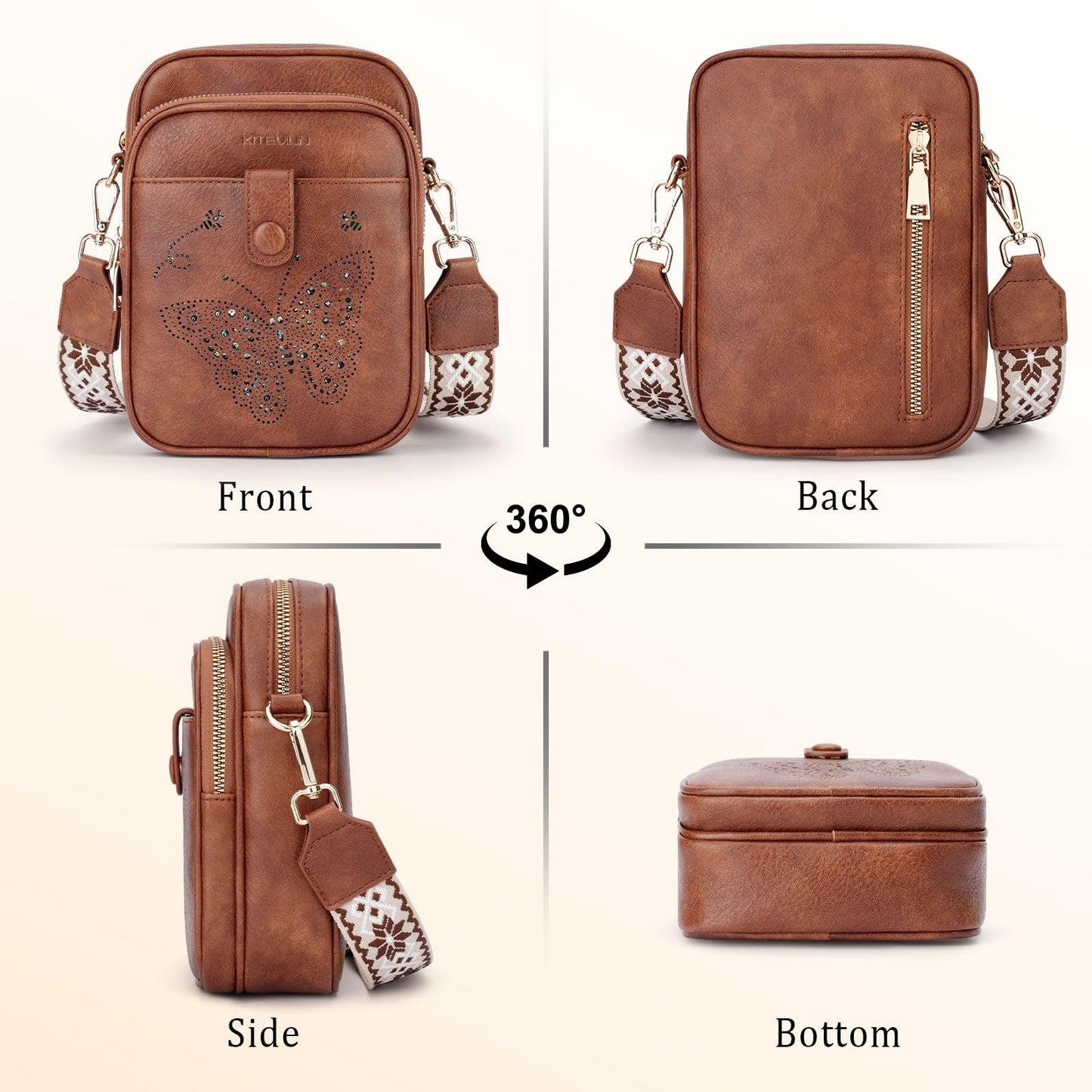 Leather Crossbody Bag for Women - Small Shoulder Purse with Adjustable Strap & R6