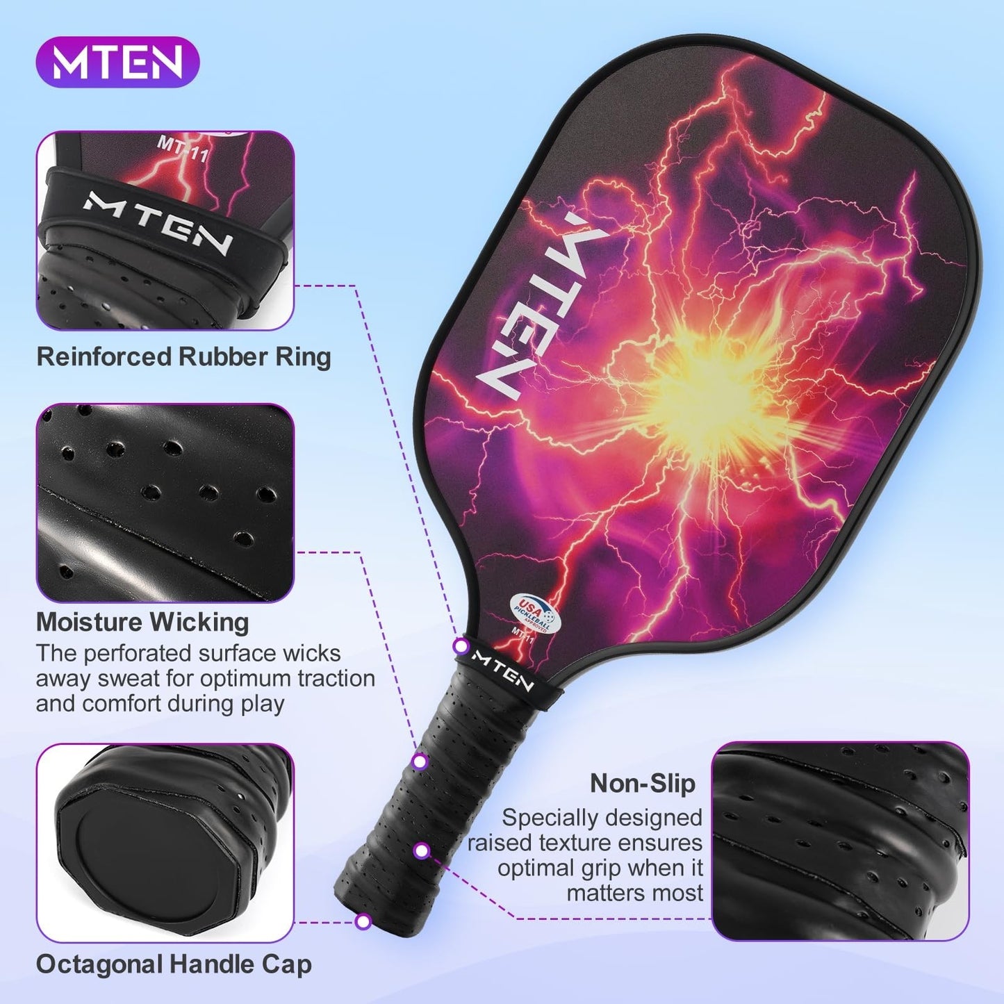 Pickleball Paddle Set of 2/4/1 - USAPA Approved Fiberglass Rackets, Lightweight3