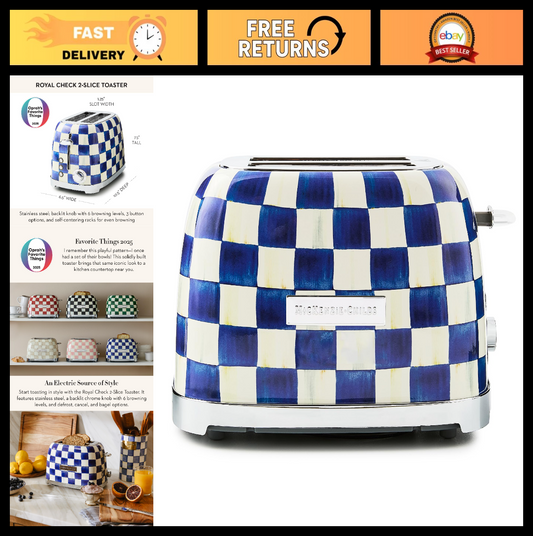 **Optimized eBay Title:**  Decorative 2-Slice Toaster for Kitchen - Blue & Whit0