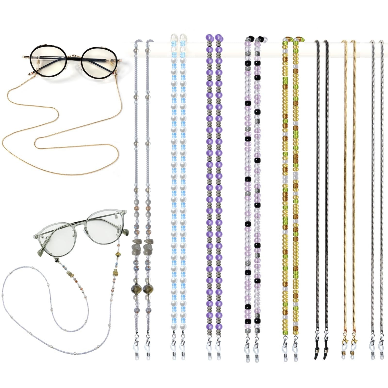Beaded Eyeglass Chain Strap Holders - 8 Pcs Neck Accessories for Women1
