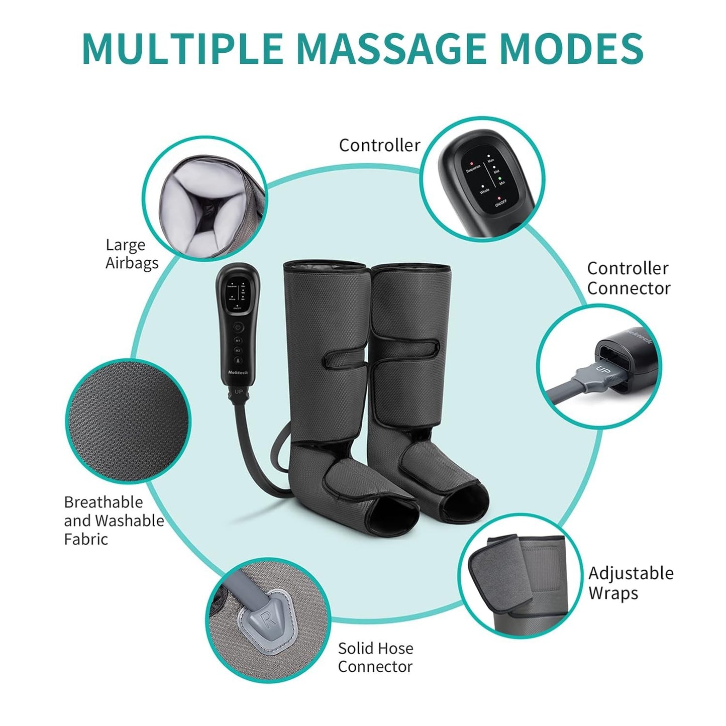 Air Compression Leg Massager for Circulation & Relaxation - Foot & Calf Pain Rel4