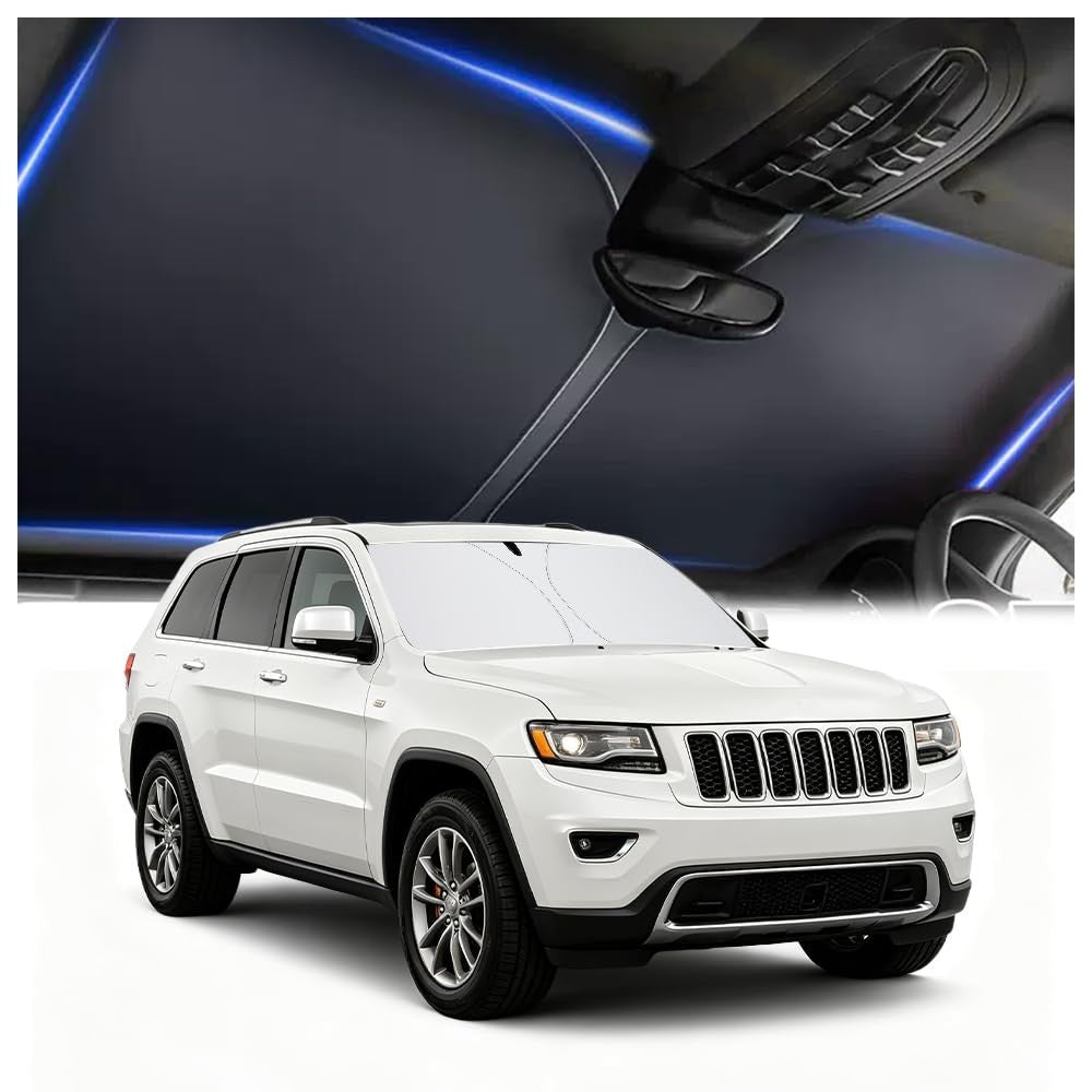 Foldable Car Windshield Sun Shade with Storage Bag, Oxford Cloth, Fits Jeep Gran1