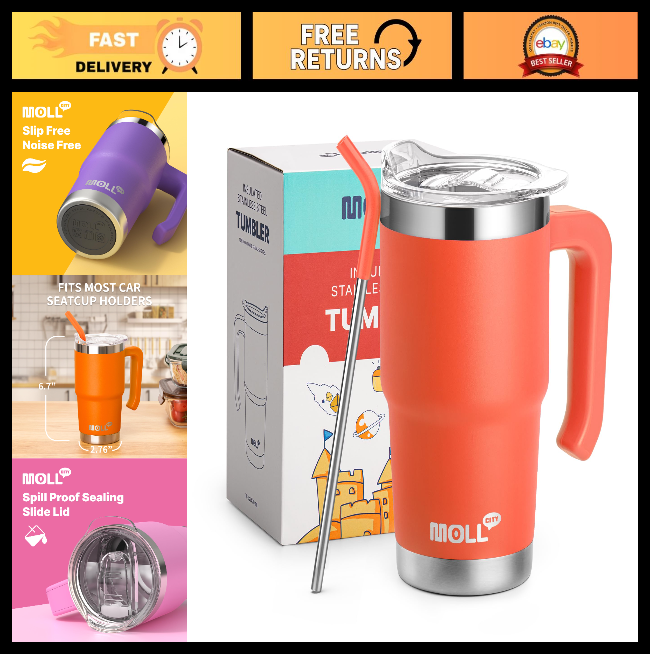 Kids 16oz Stainless Steel Insulated Tumbler Cup with Lid & Straw   Travel Mug (O0