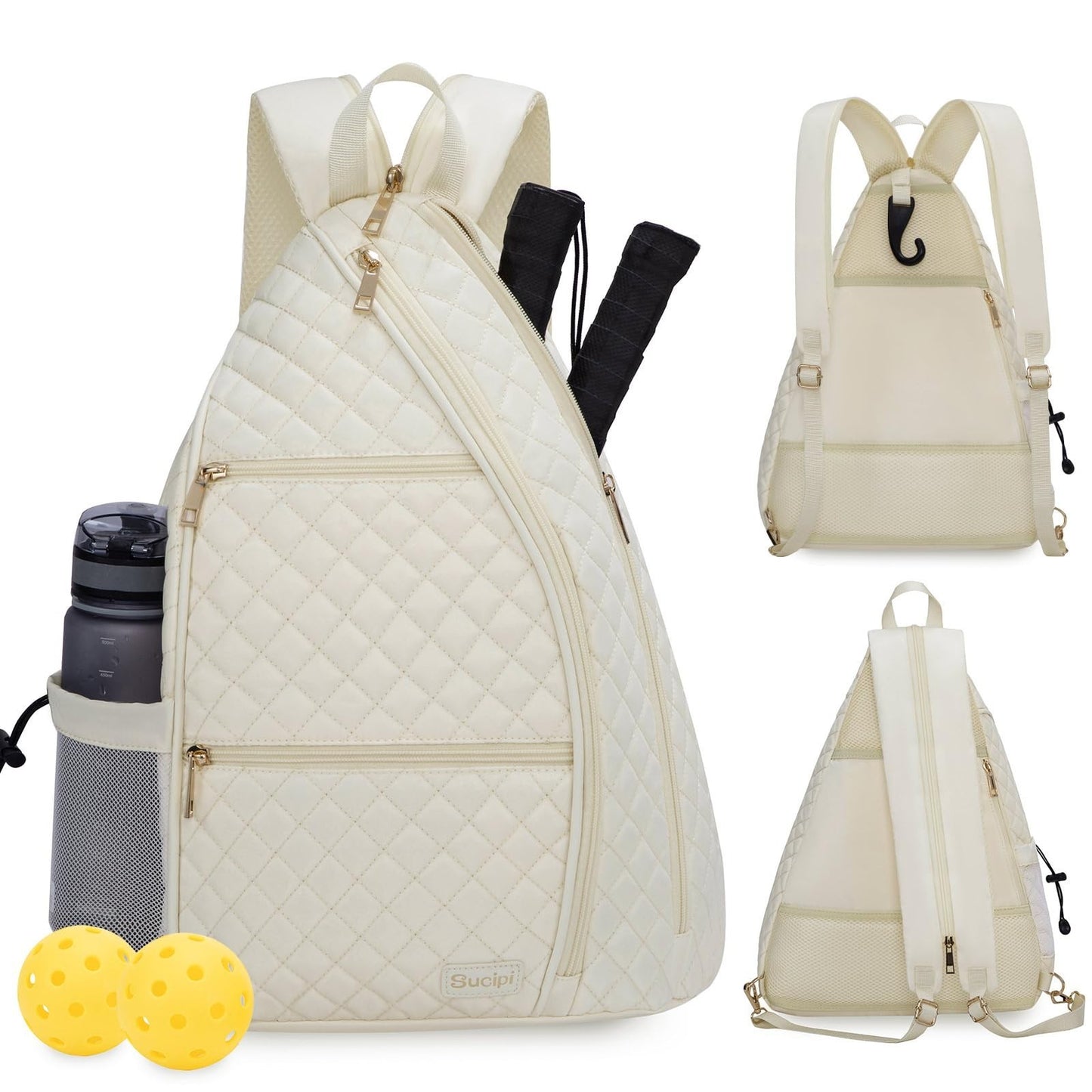 Quilted Crossbody Sling Backpack for Women - Tennis & Pickleball Paddle Bag1