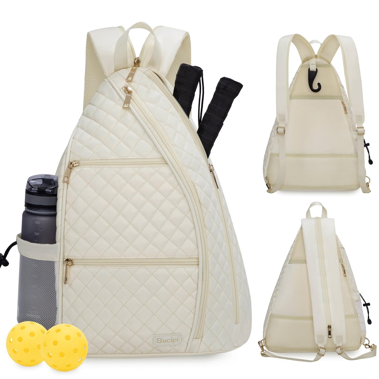 Quilted Crossbody Sling Backpack for Women - Tennis & Pickleball Paddle Bag1