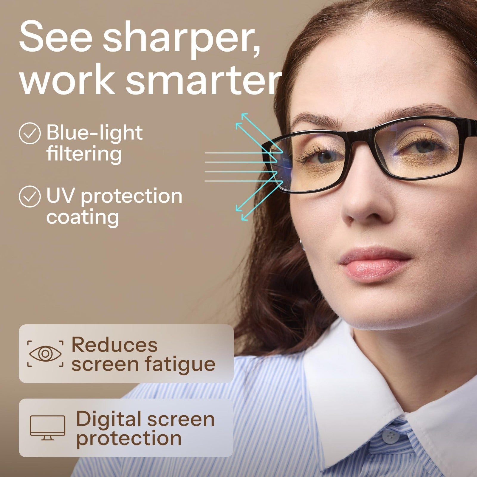 2.5x Professional Reading Glasses - Blue Light Blocking Computer Readers - FSA/H5