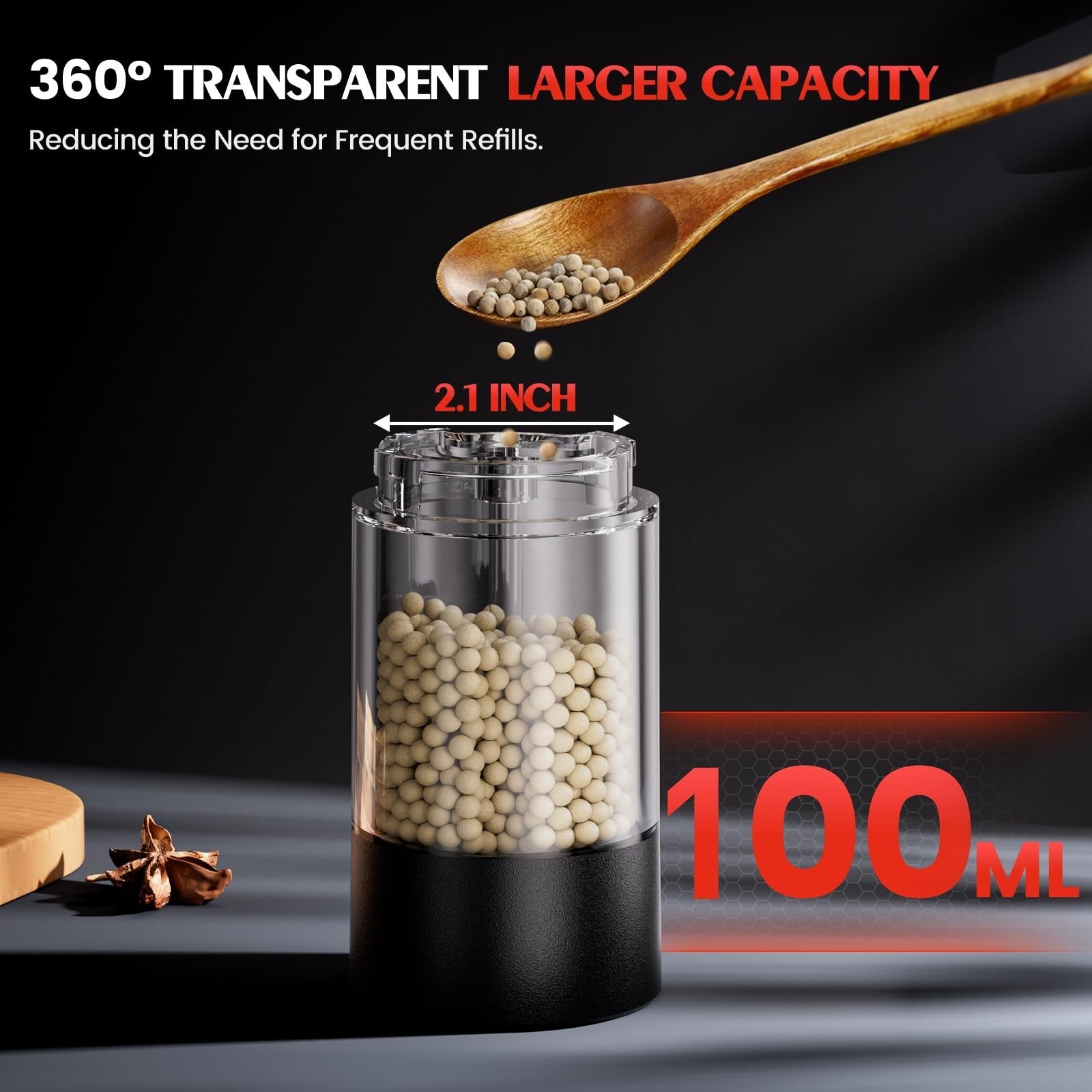 Automatic Electric Salt and Pepper Grinder Set   Adjustable Coarseness, LED, Lar5