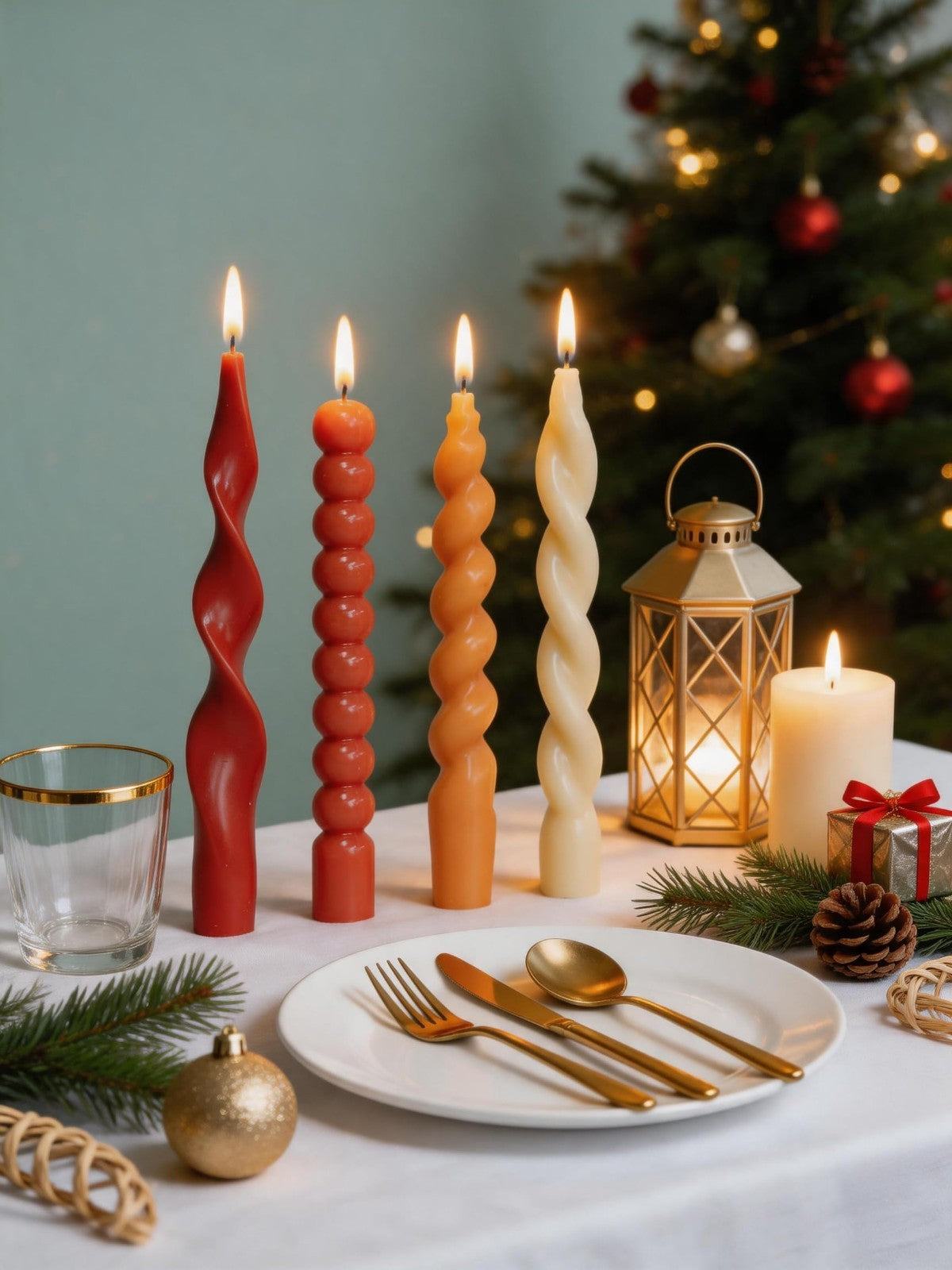 Orange Spiral Taper Candles - Unscented Twisted Candle Sticks for Dinner & Holid5