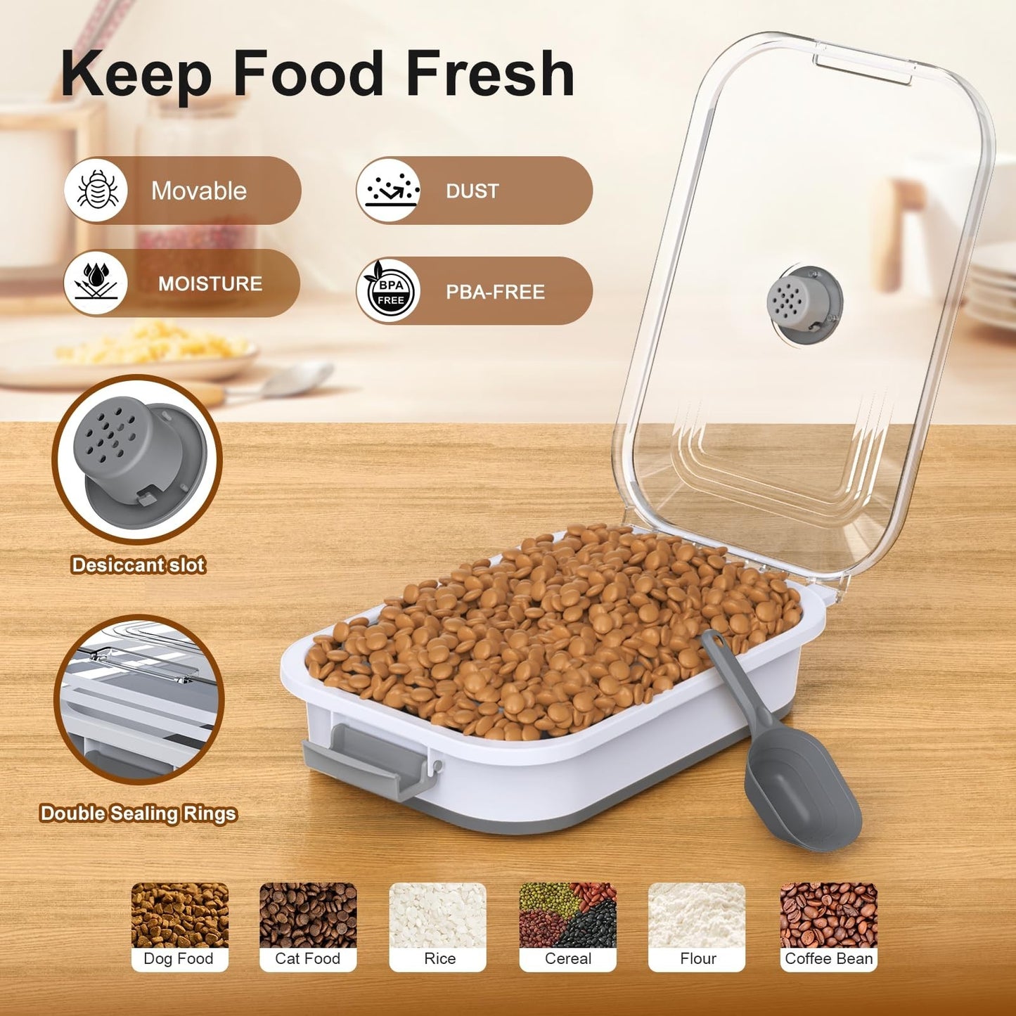 Collapsible Dog Food Storage Container 15 23 Lbs with Airtight Lid & Wheels, Tra6