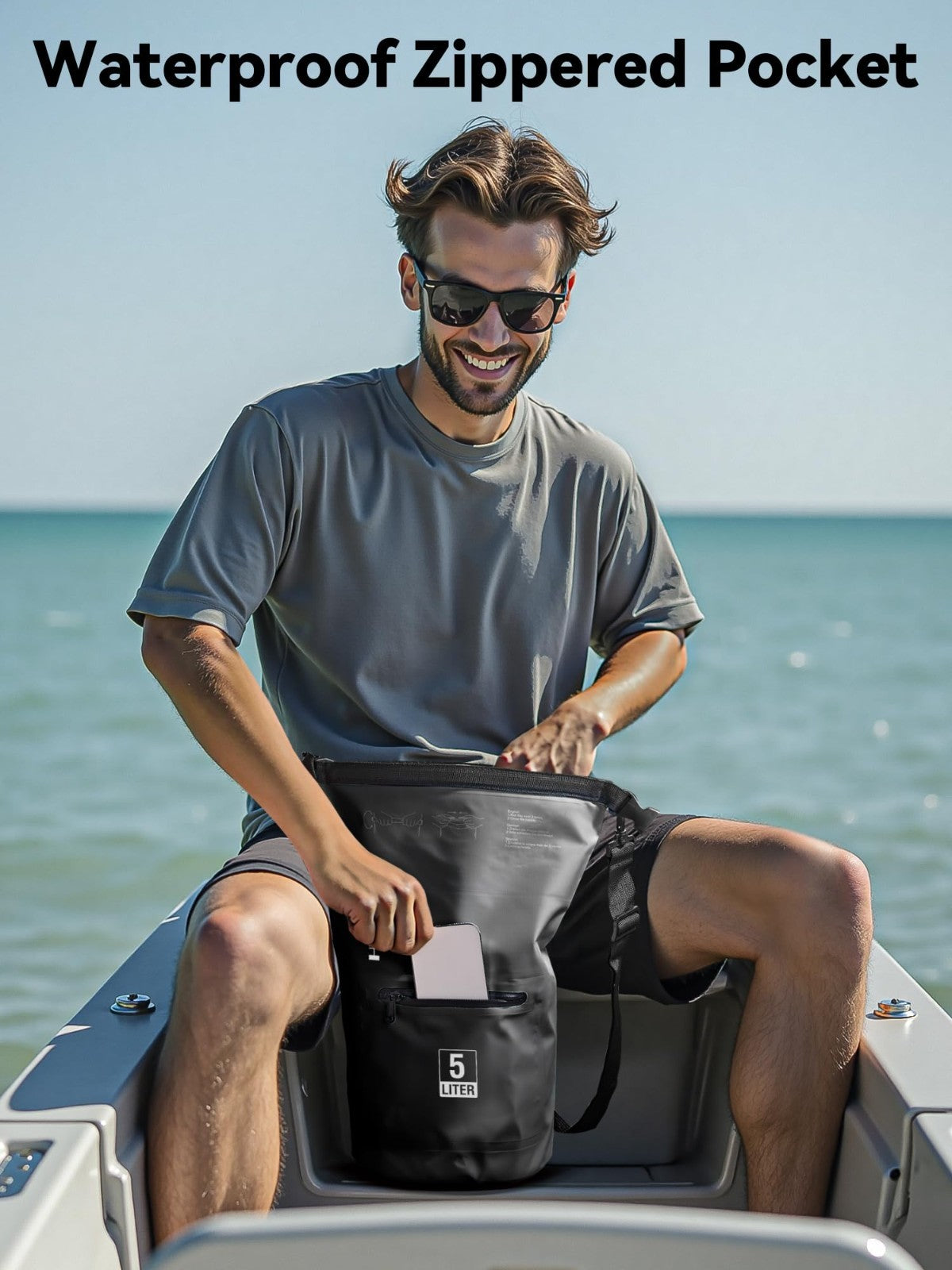 Waterproof Dry Bag with Zipper Pocket - Lightweight Roll Top for Travel, Kayakin6