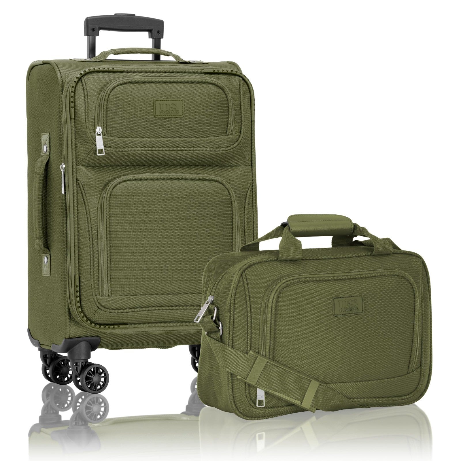 Lightweight Softside Rolling Carry-On Suitcase, 4-Wheel Travel Luggage, Green0