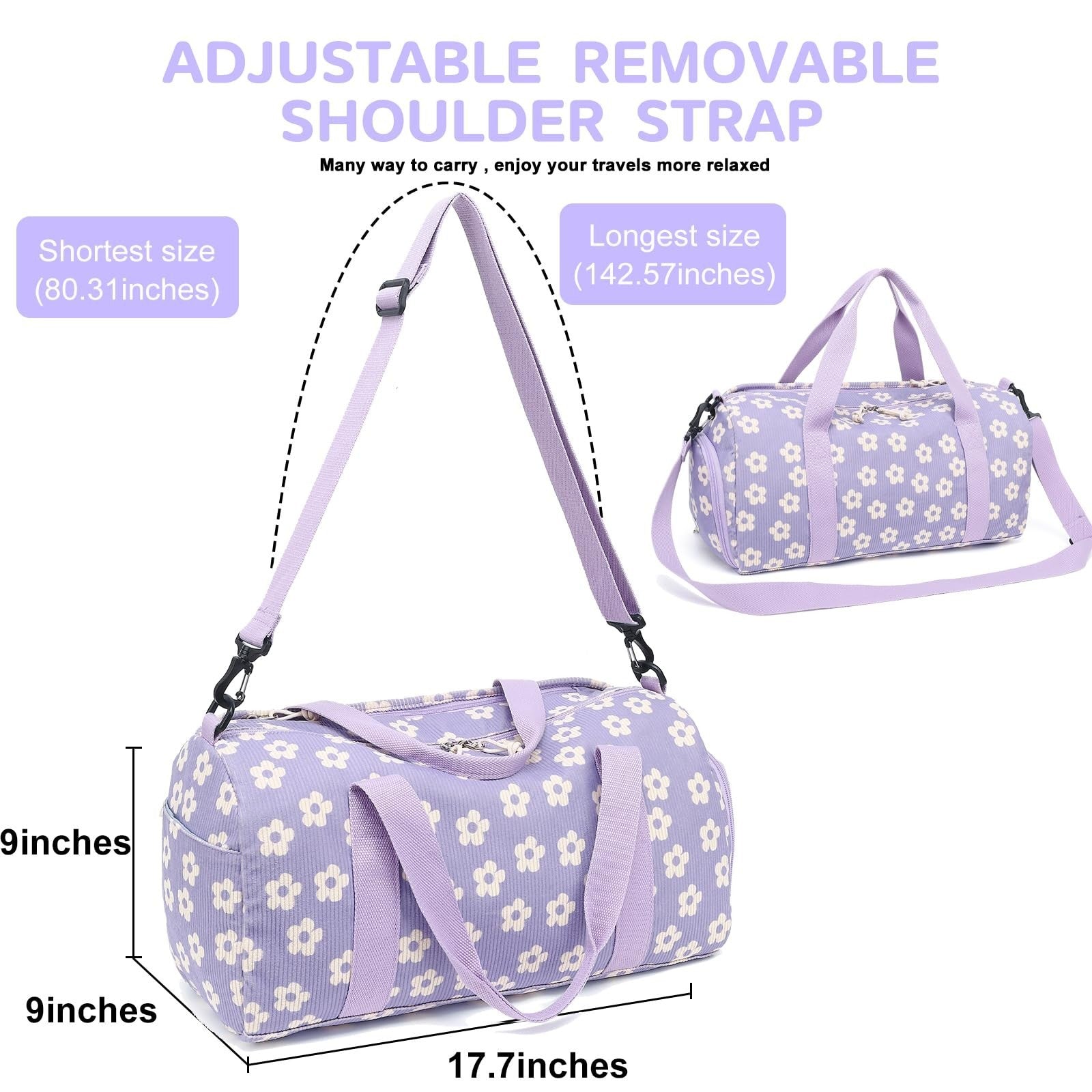 Cute Duffle Bag for Girls - Waterproof Gym Bag with Shoe Compartment & Wet Pocke2