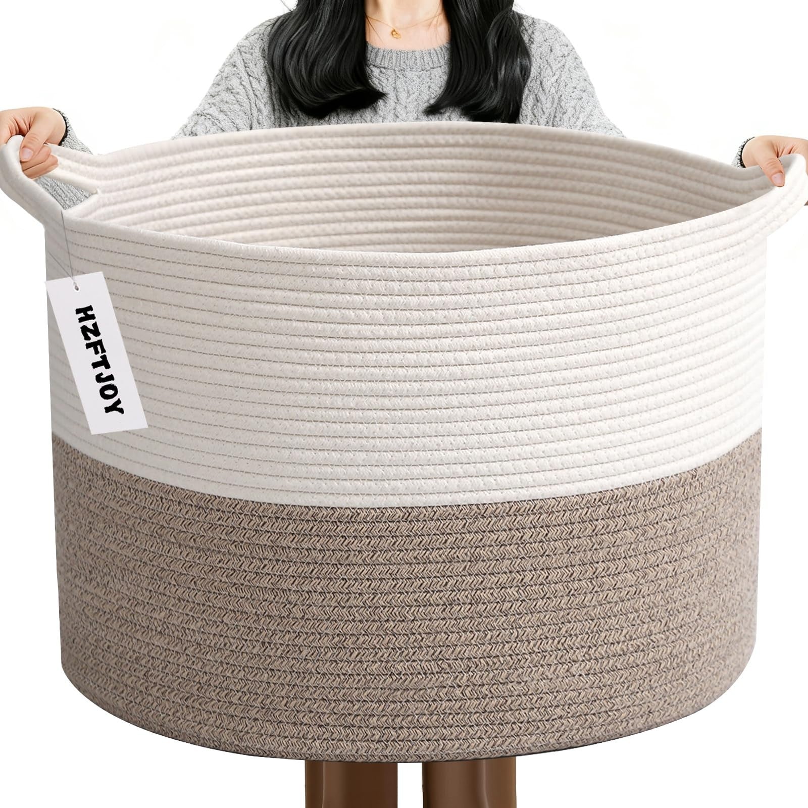 Extra Large Woven Laundry Basket - 115L Collapsible Storage Bin for Clothes, Toy1