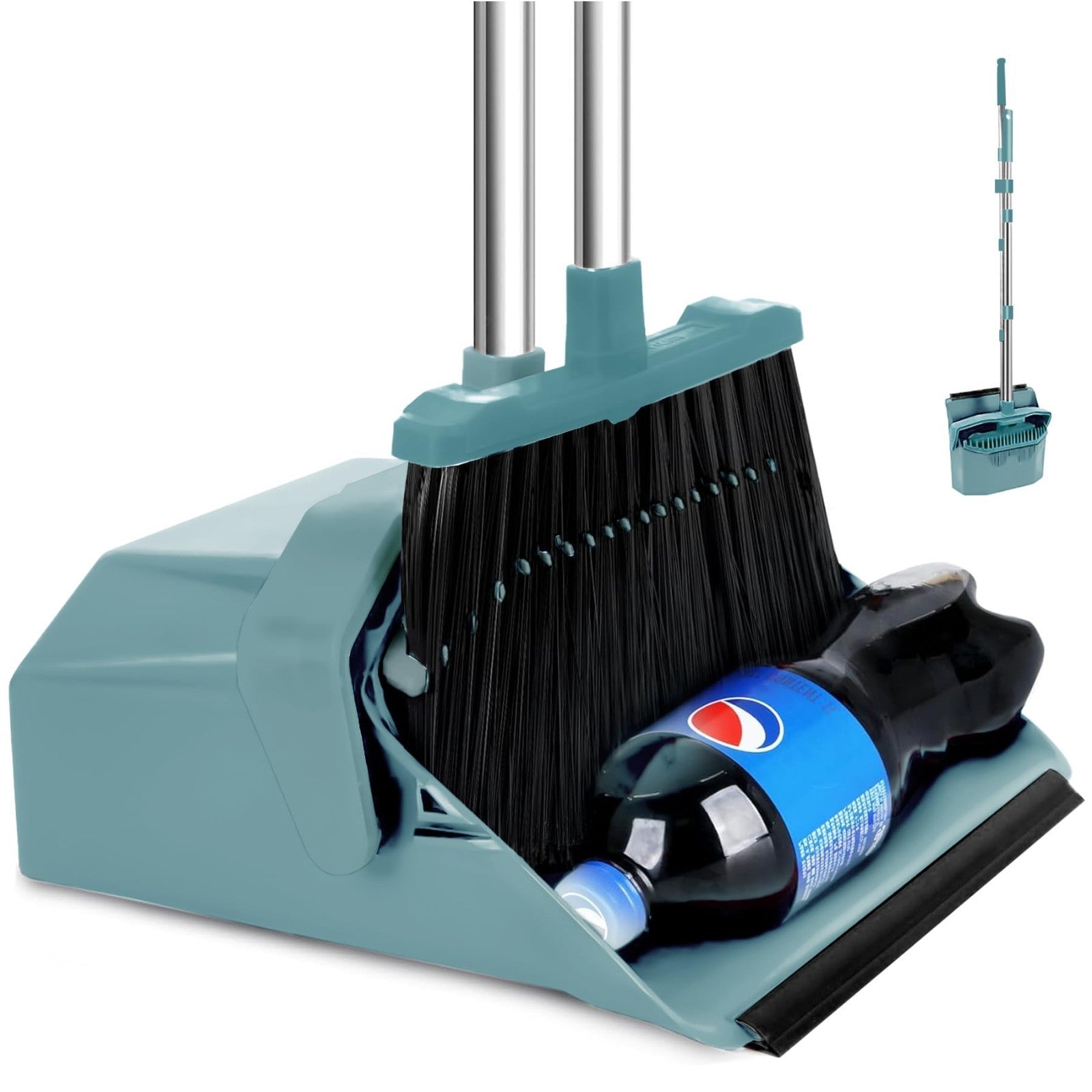 Heavy Duty Broom and Dustpan Set - Self-Cleaning Combo for Kitchen, Office, Lobb1