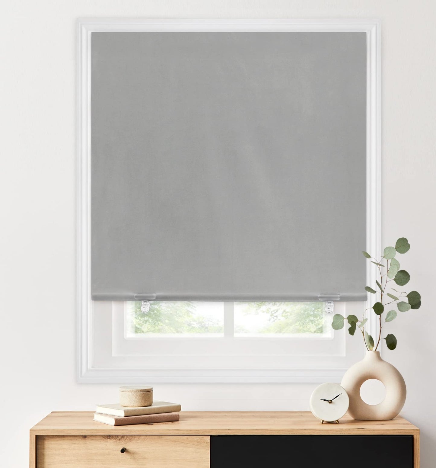 100% Blackout Roller Shades 48"x72" Grey | Cordless No Drill Thermal Insulation1