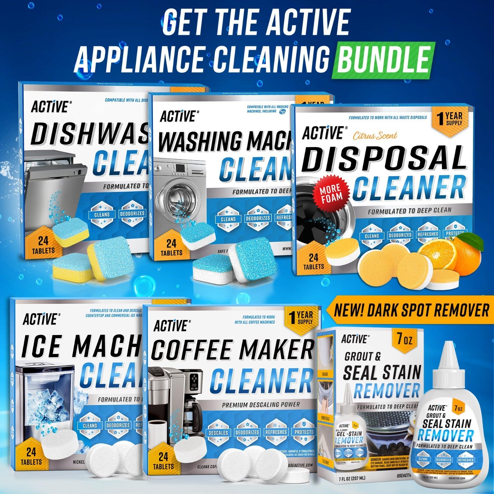 Deep Cleaning Dishwasher Cleaner Tablets   24 Heavy Duty Descaler Pods, Septic S5