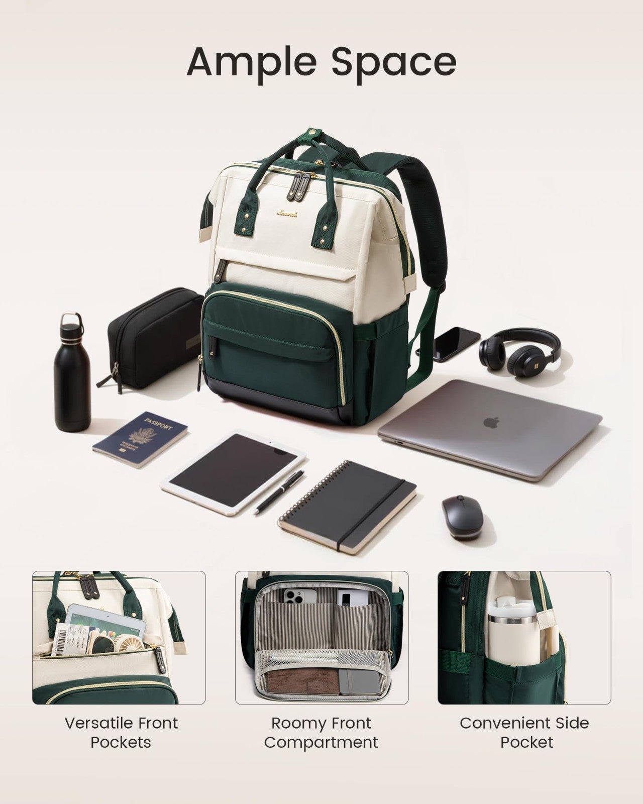 Spacious Waterproof Laptop Backpack for Women, 18" Business & School Bag, Travel4