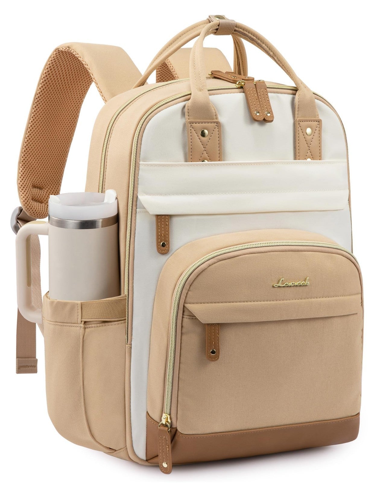 Stylish 15.6" Laptop Backpack for Women, Tumbler Holder, Work & Travel Bag, Cute1