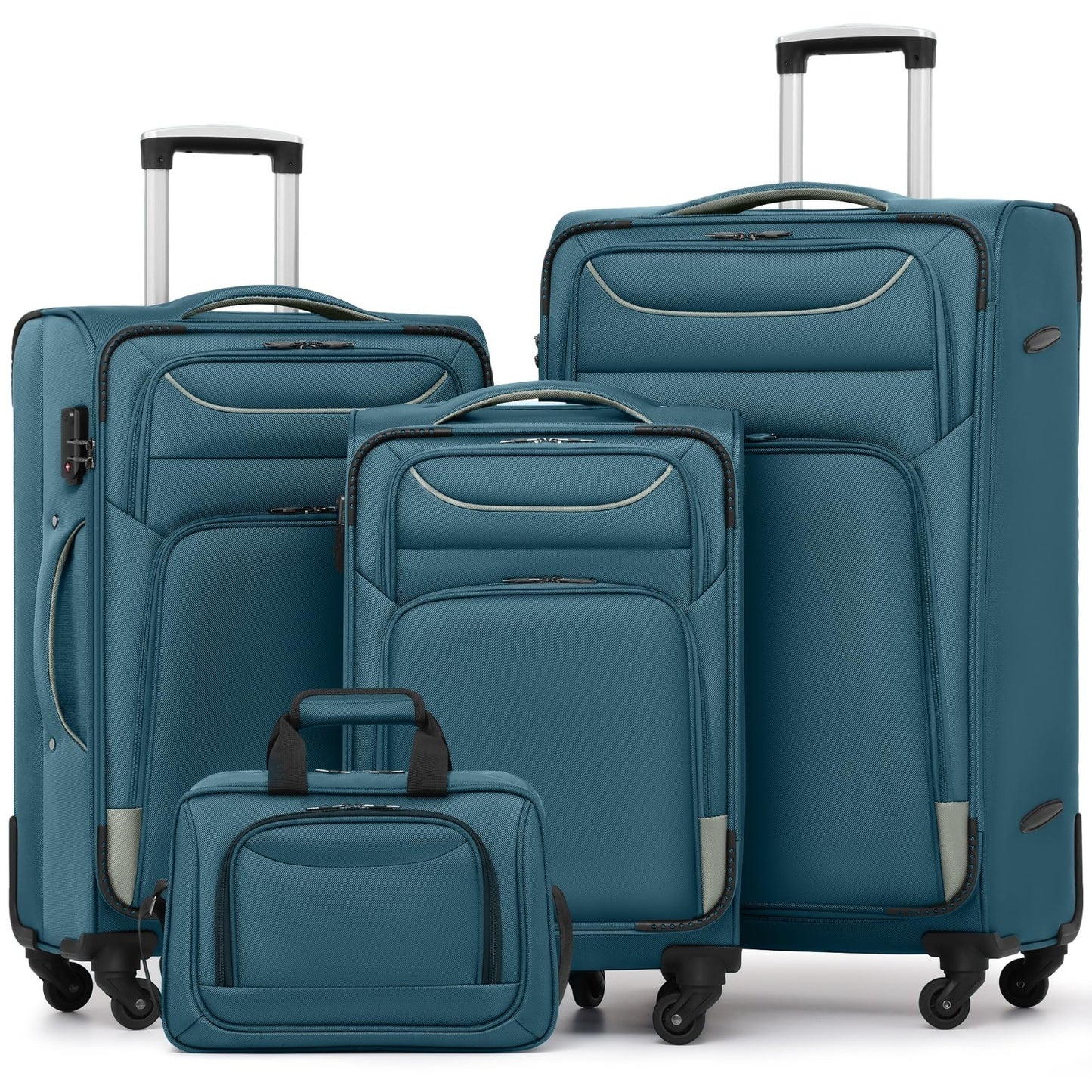 4-Piece Softshell Luggage Set with TSA Lock, Spinner Wheels, Carry-On Tote, Dura1