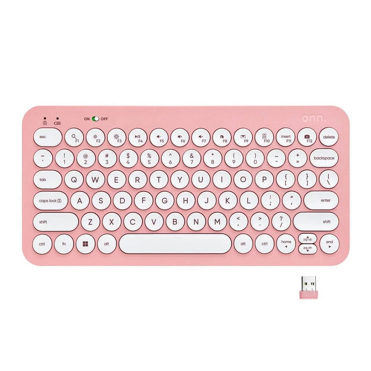 Onn. HOPRL100122491 Backlit Mini Wireless Office Keyboard with USB Receiver, Pea1
