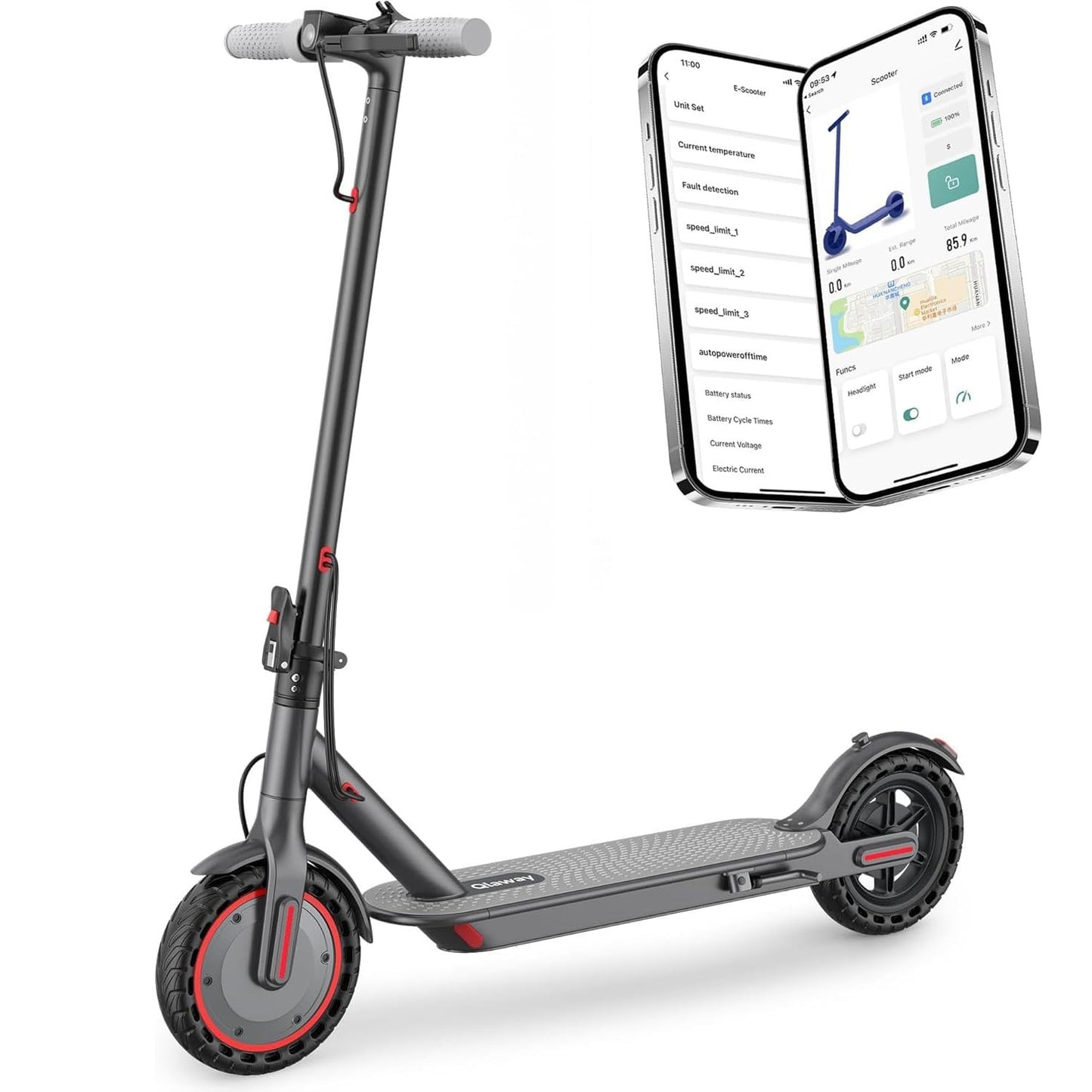 Electric Scooter 8.5''/10'' - 19/20MPH, 700/1000W Motor, 15/22 Mile Range, Porta1