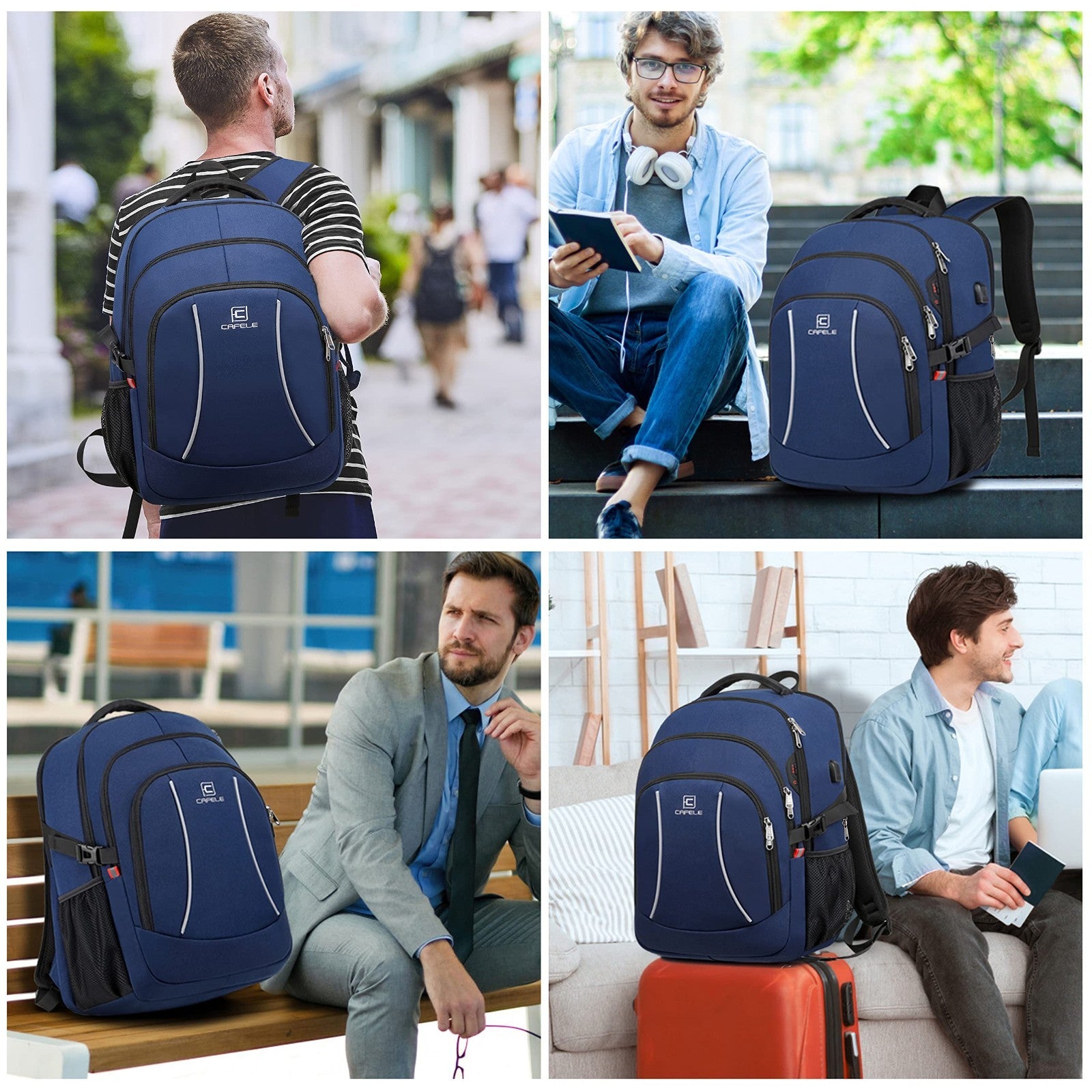 Spacious College Backpack for Men & Teens   17.3" Laptop Compartment, USB Port,6