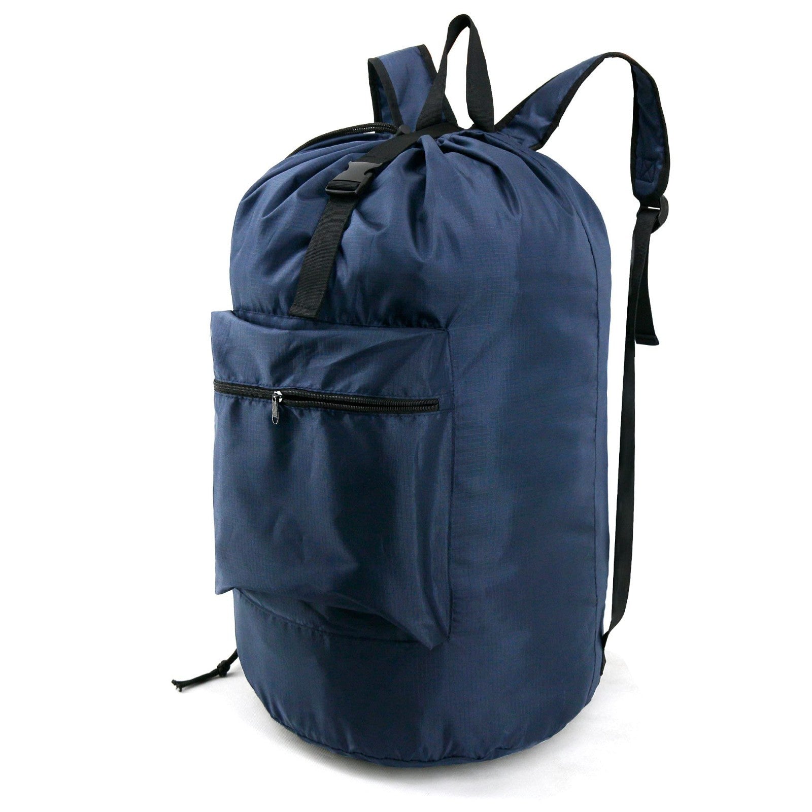 Navy Blue Travel Laundry Bag with Drawstring & Handle - Washable Hamper Sack for1