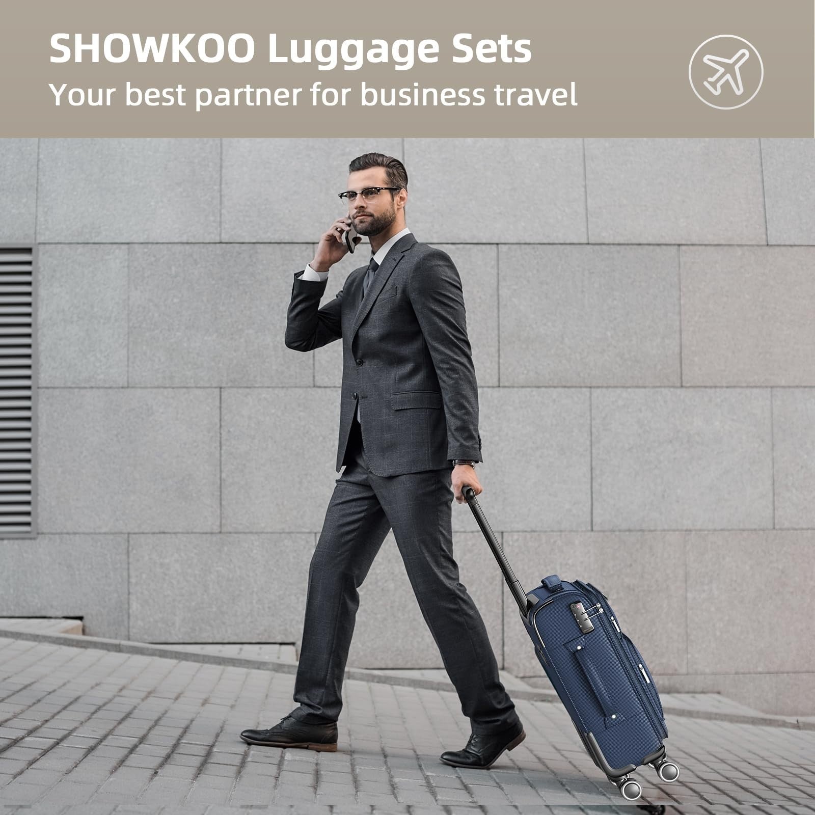 3 Piece Softside Luggage Set - Expandable, Lightweight, 360° Spinner Wheels, TSA2