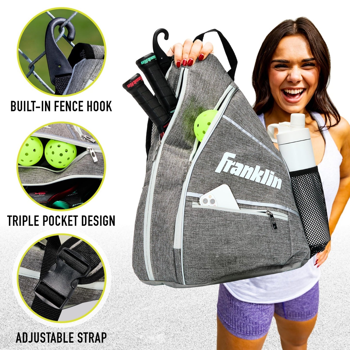 Pickleball Sling Bag Backpack - Lightweight, Durable, Adjustable Straps, Easy Ca2