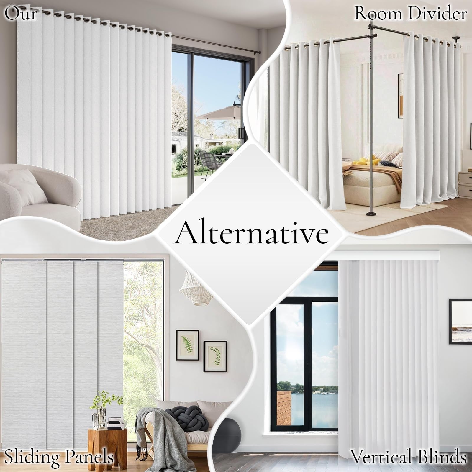 Vertical Pleated Shades for Sliding Glass Doors, Room Divider, 1 Panel W120 x L95