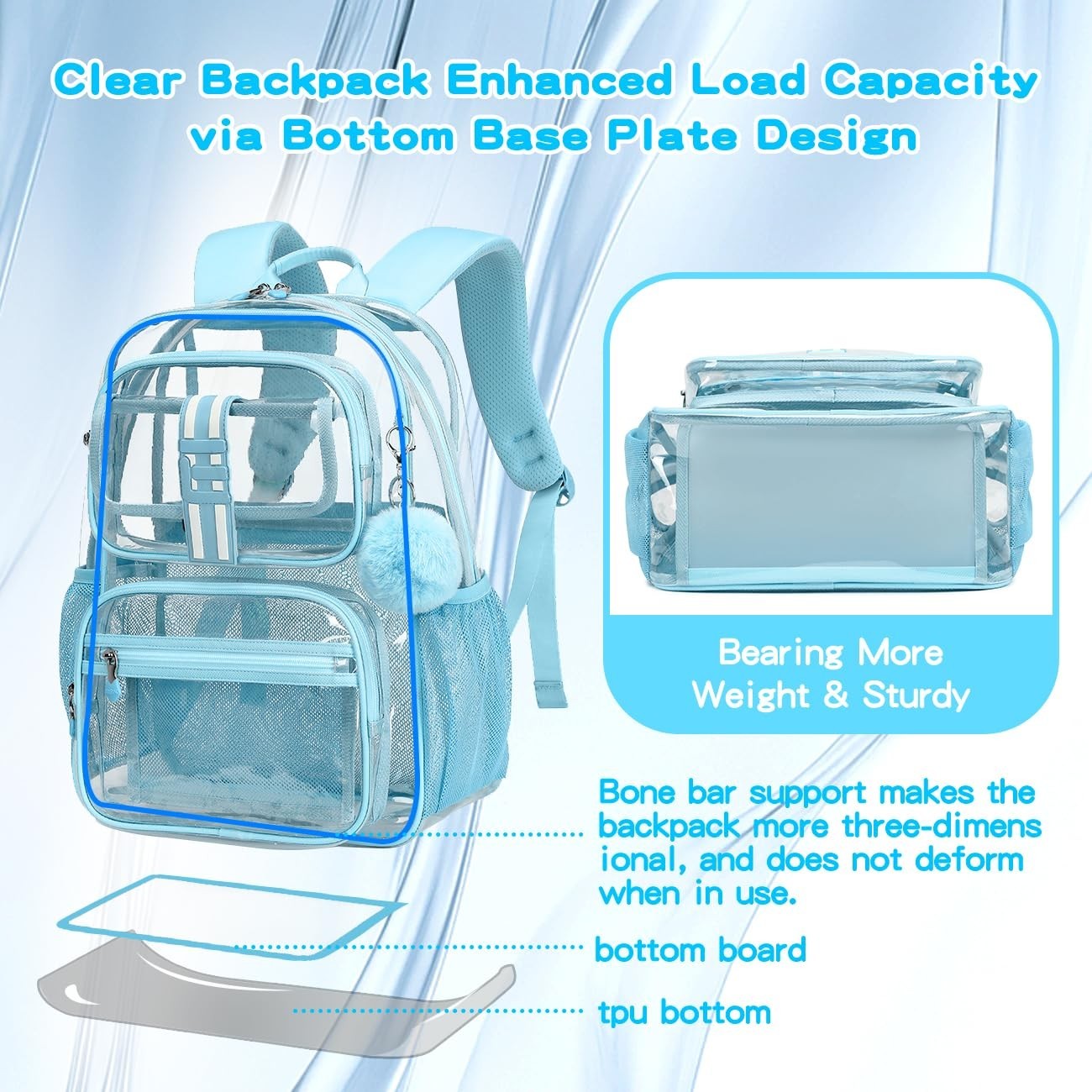 Heavy Duty Clear Backpack for Kids, School Girls Ages 6 10, 16in TPU Book Bag6