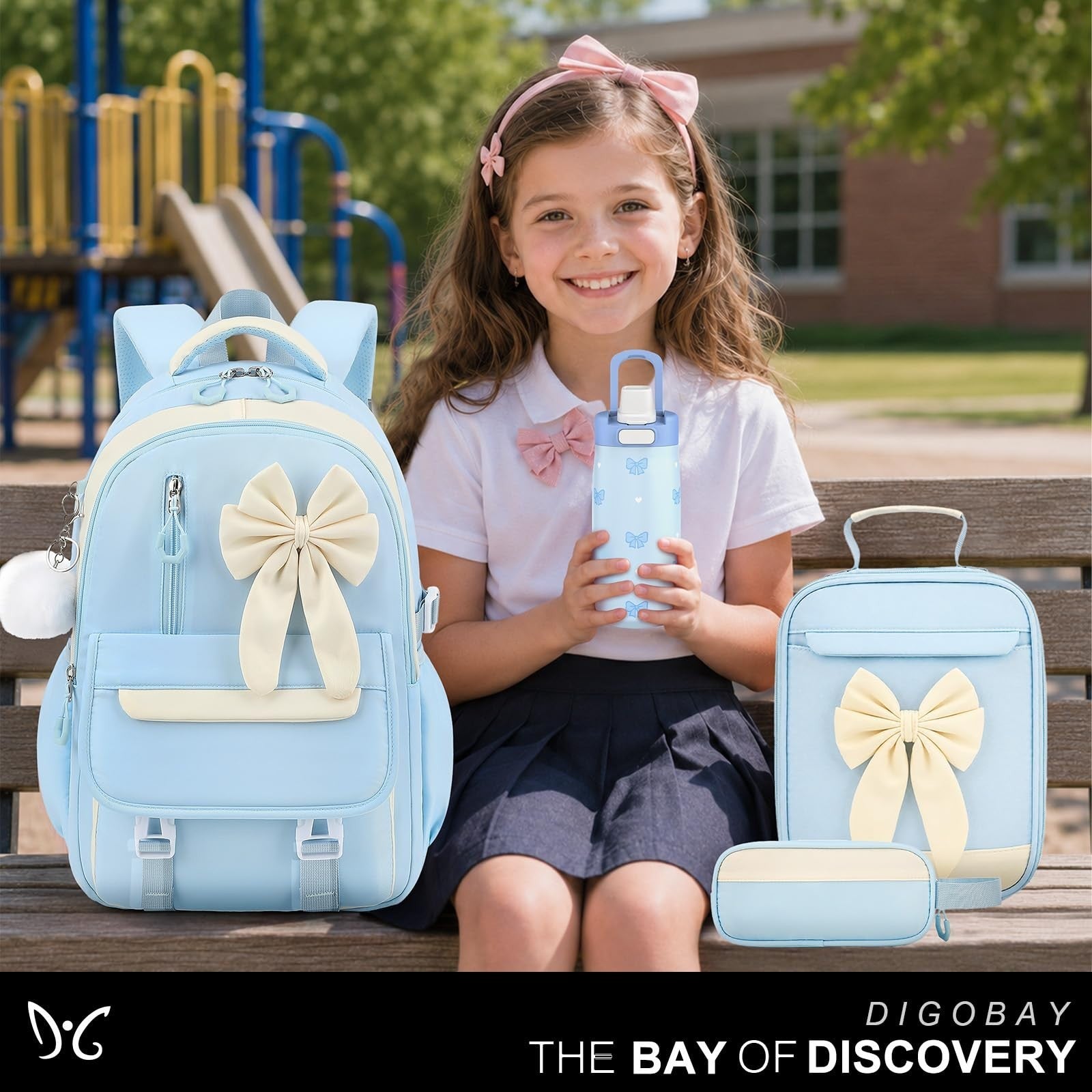 Girls Backpack Set 4PCS   Includes 14oz Water Bottle, Lunch Bag & Pencil Case7