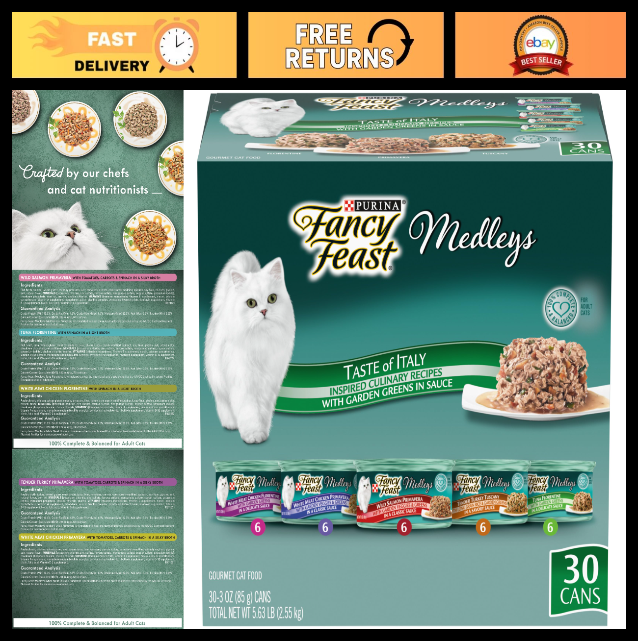 Gourmet Wet Cat Food Variety Pack   Medleys Taste of Italy, Garden Greens, 30 Ca0