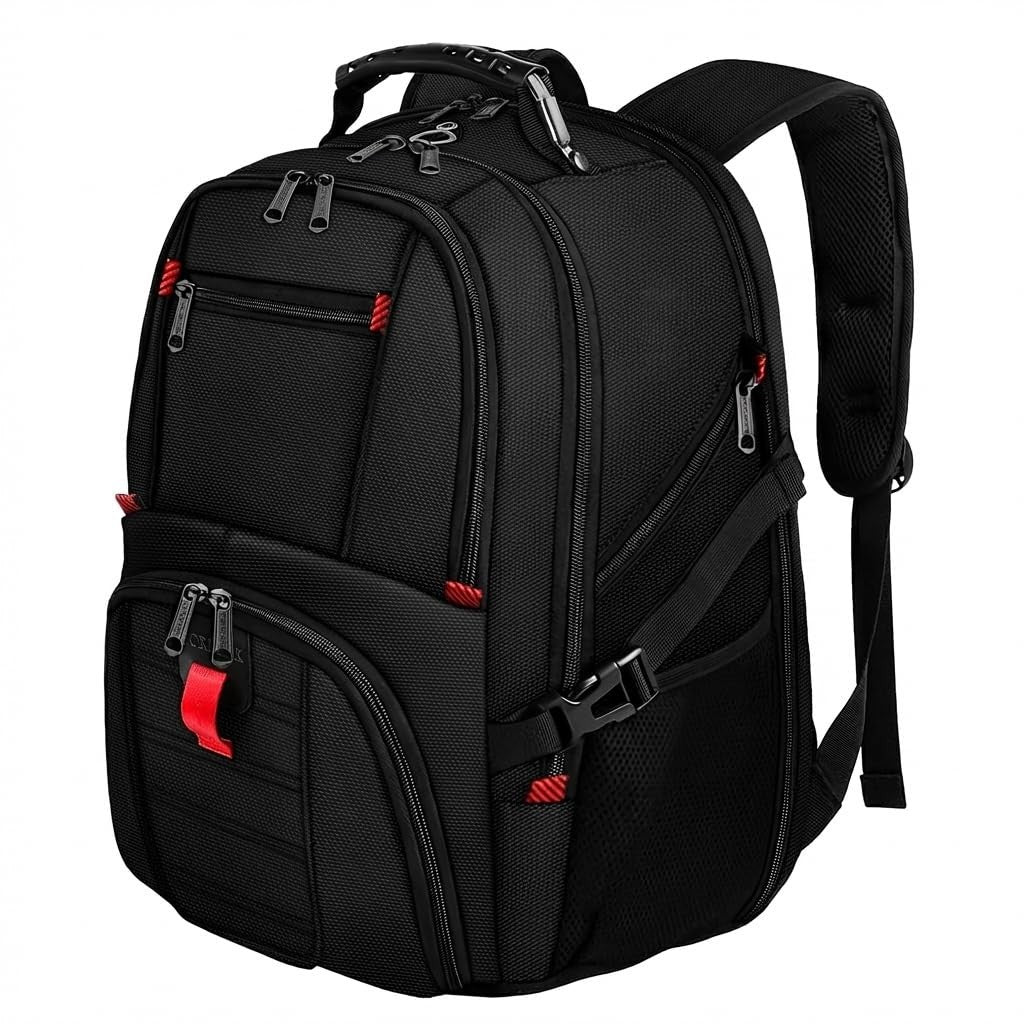 Large Laptop Backpack for Men, Heavy Duty Travel Bag, Water Resistant, Multi Com0