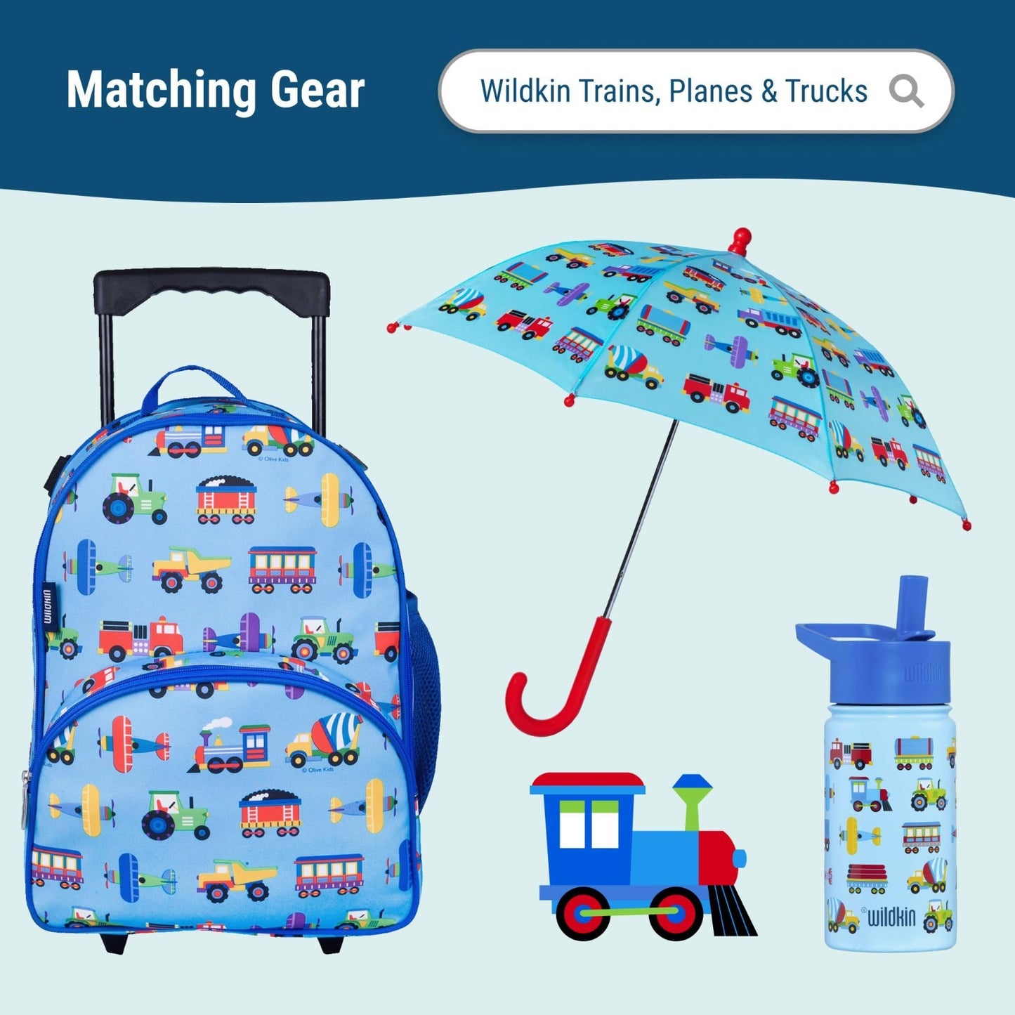 Kids Overnighter Duffel Bag - Carry-On Size for School & Sleepovers - Trains, Pl6