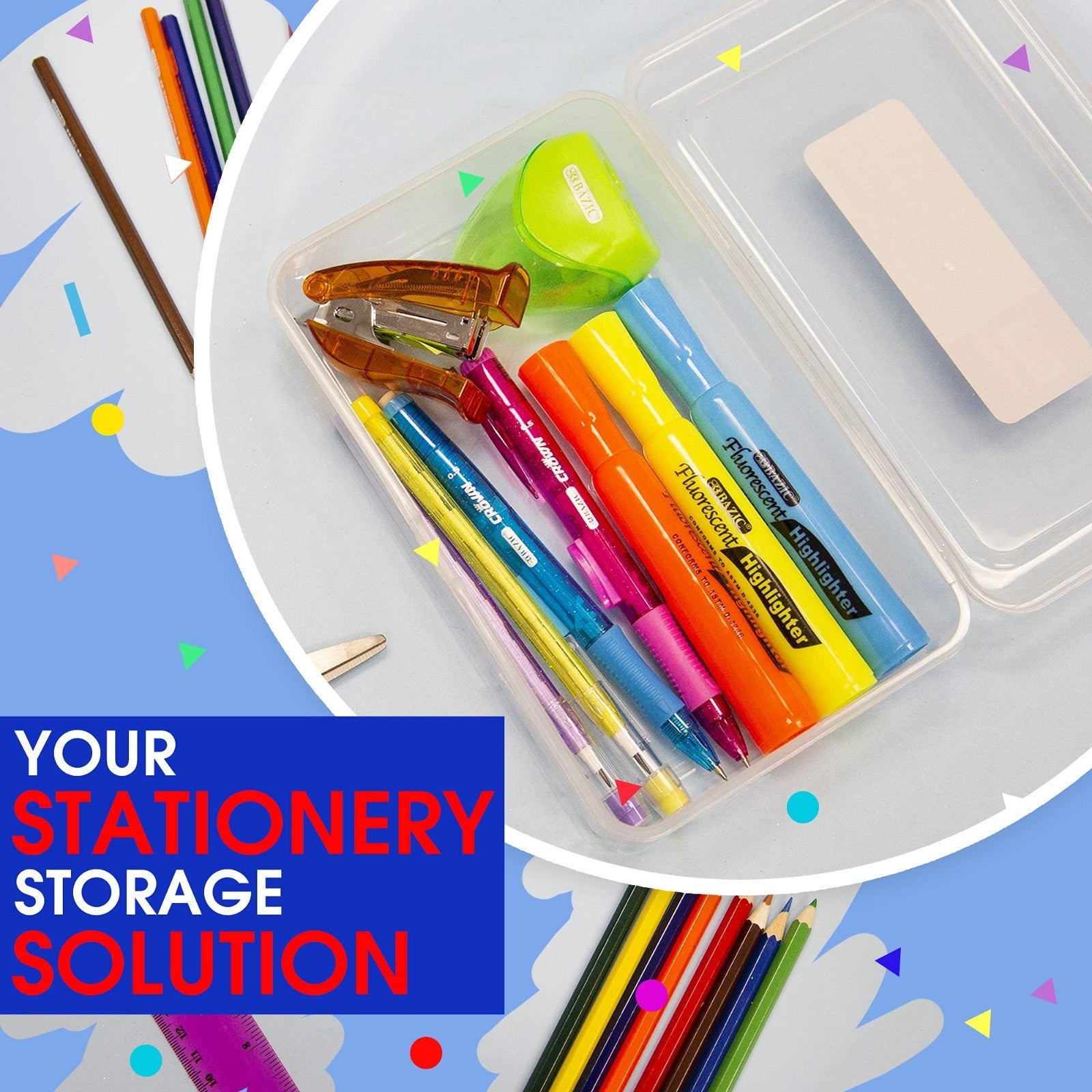 Clear Multipurpose Pencil Box Set   Stackable Storage Organizer, 4 Pack2