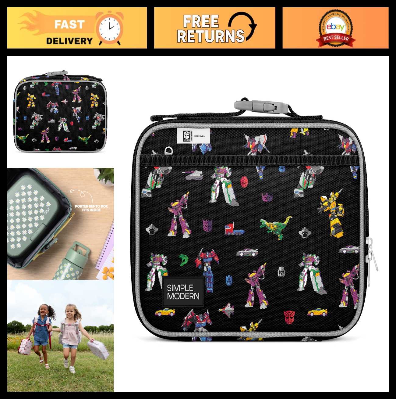 Transformers Kids Lunch Box & Insulated Bag for School | Cute Bento Box Fit, Tod0