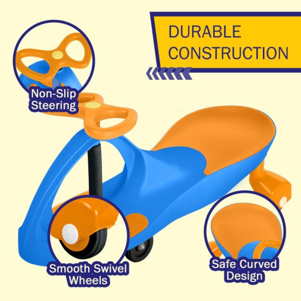 Wiggle Car Ride-On Toy for Kids Ages 3+, Fun Blue Outdoor Vehicle3