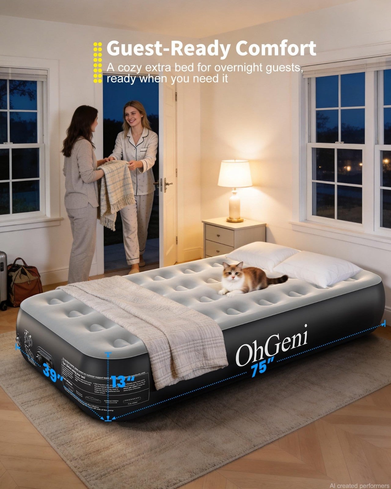 13" Raised Twin Air Mattress with Built in Pump, Inflatable Bed for Home & Campi13